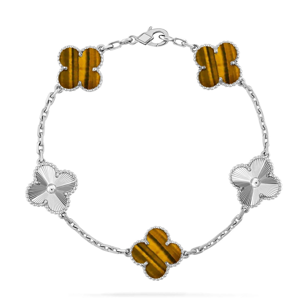 [Elara jewelsry ] CLOVER 5 MOTIFS TIGER EYE BRACELET COLLECTION