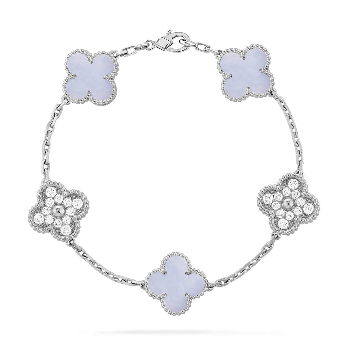 [Elara jewelsry ] CLOVER 5 MOTIF PURPLE CHALCEDONY BRACELET COLLECTION