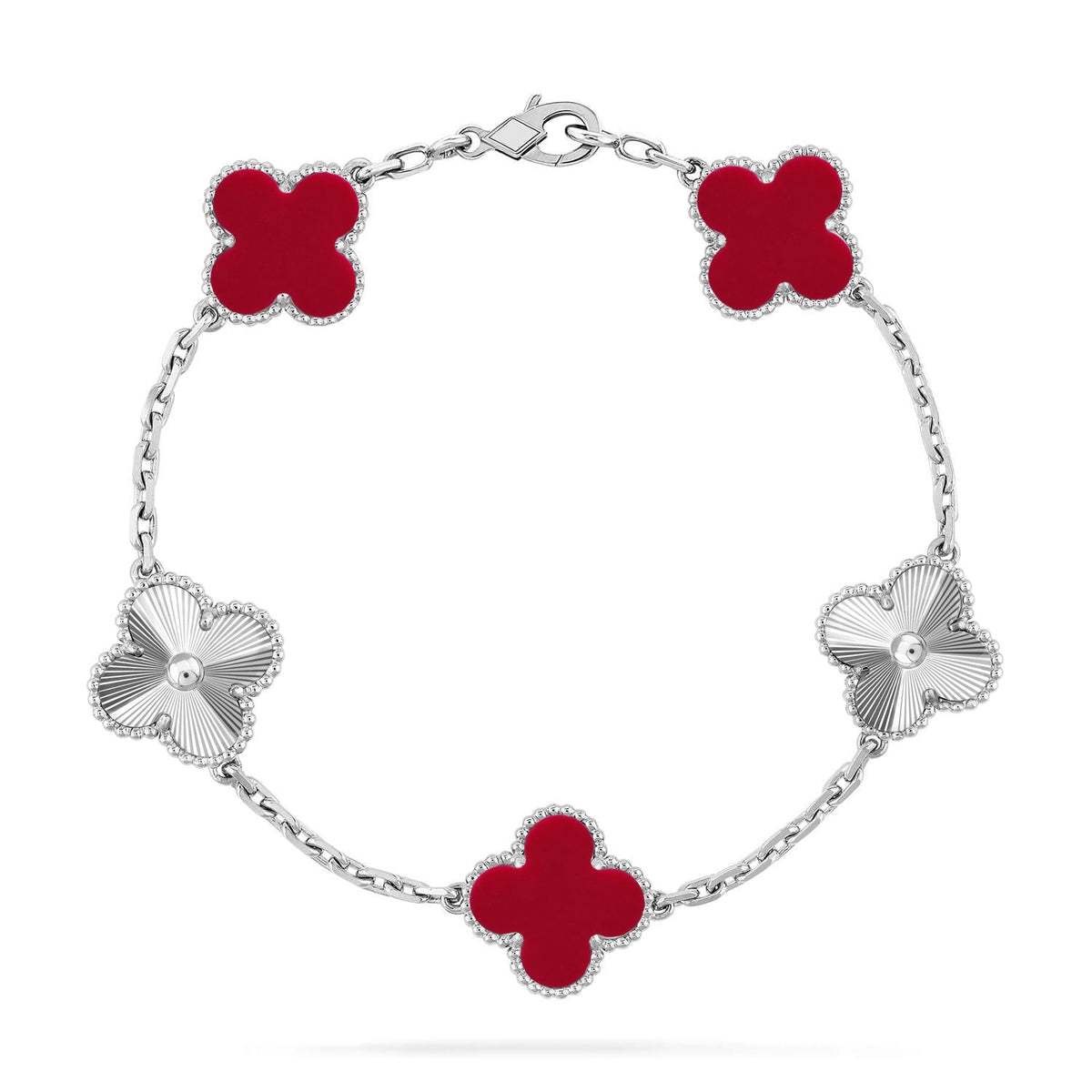 [Elara jewelsry ] CLOVER 5 MOTIF RED CORNELIAN BRACELET COLLECTION