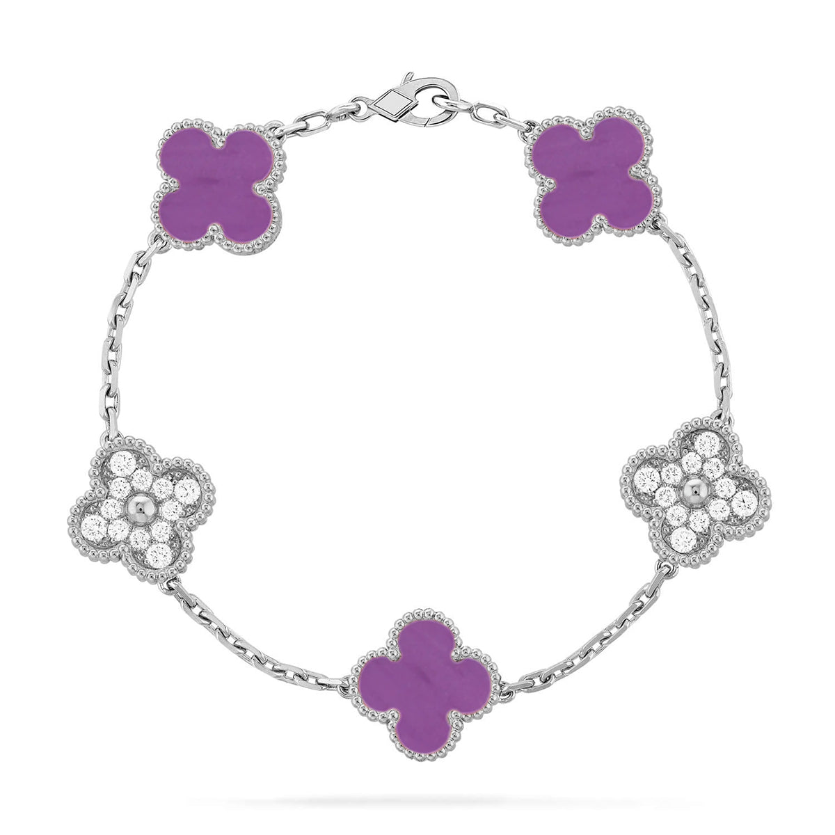 [Elara jewelsry ] CLOVER 5 MOTIF VIOLET BRACELET COLLECTION