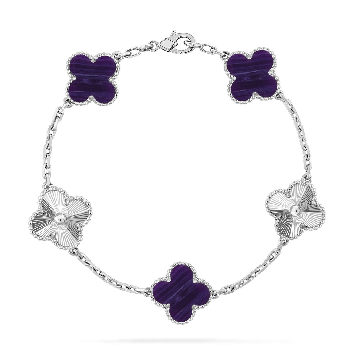 [Elara jewelsry ]CLOVER 5 MOTIF PURPLE STRIPES BRACELET COLLECTION