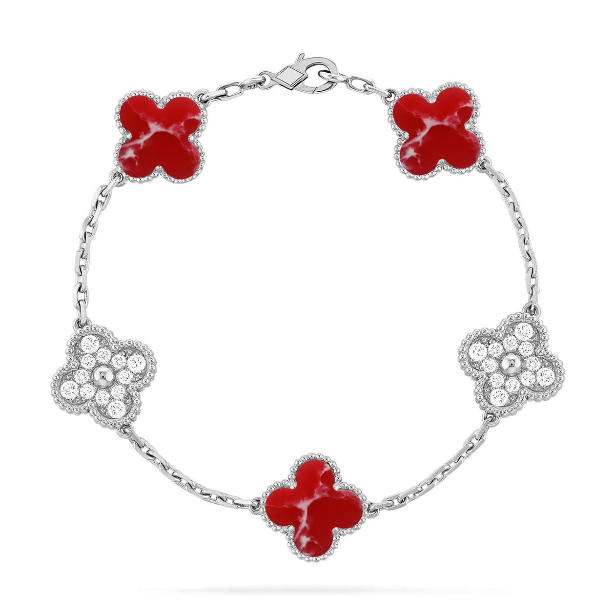 [Elara jewelsry ]CLOVER 5 MOTIF RED PATTERN BRACELET COLLECTION