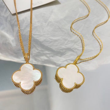 [Elara jewelsry ]CLOVER 25MM MOP LARGE PENDANT NECKLACE