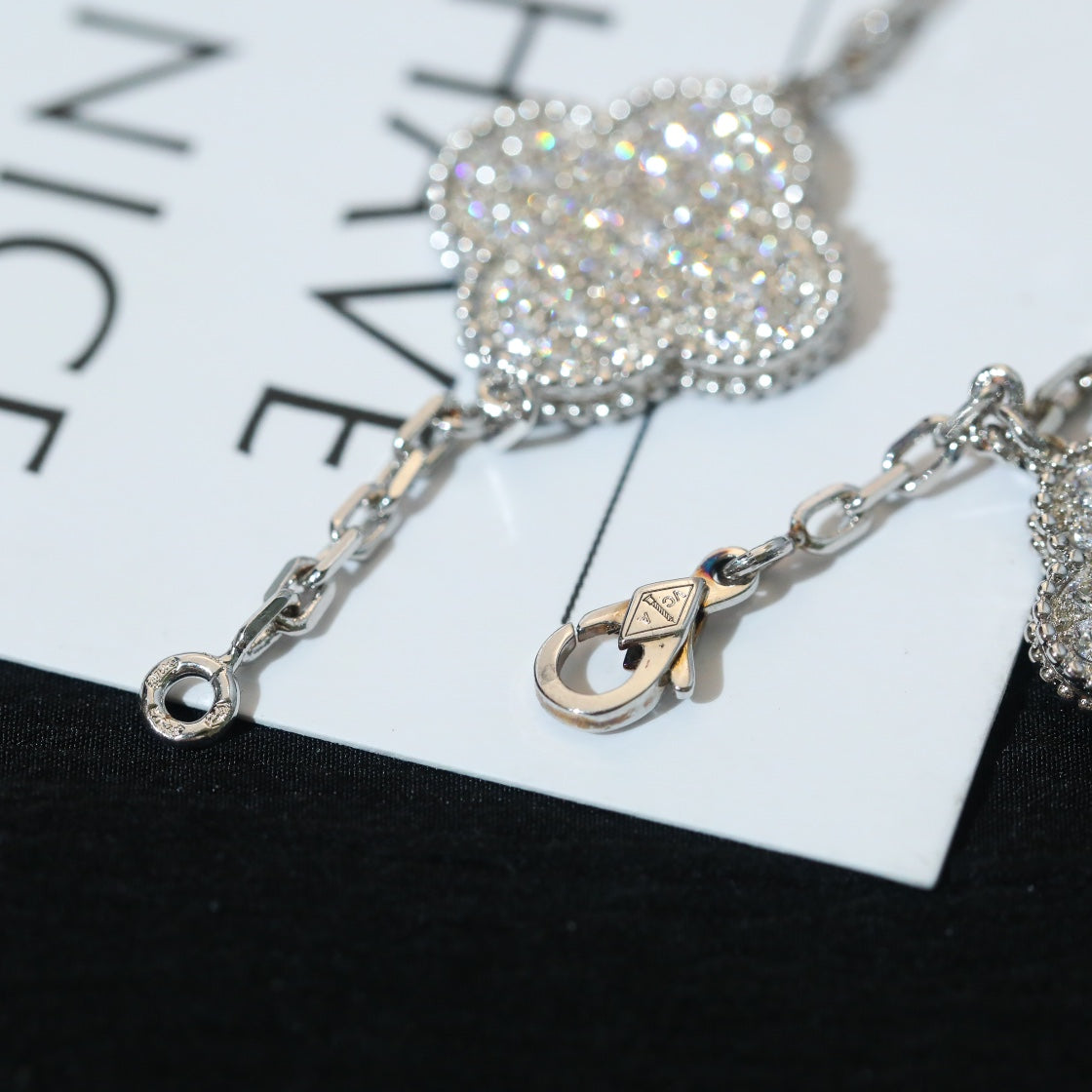 [Elara jewelsry ]CLOVER BRACELET 5 MOTIF SILVER DIAMOND PAVED