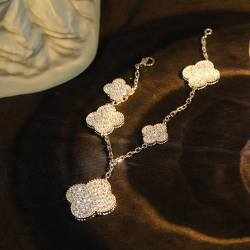 [Elara jewelsry ]CLOVER BRACELET 5 MOTIF SILVER DIAMOND PAVED