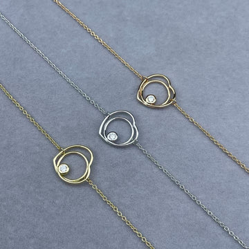 [Elara jewelsry]HOLLOW HEART SINGLE DIAMOND BRACELET