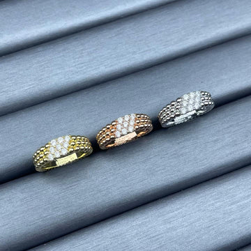 [Elara jewelsry]NARROW BEADED RING WITH DIAMONDS