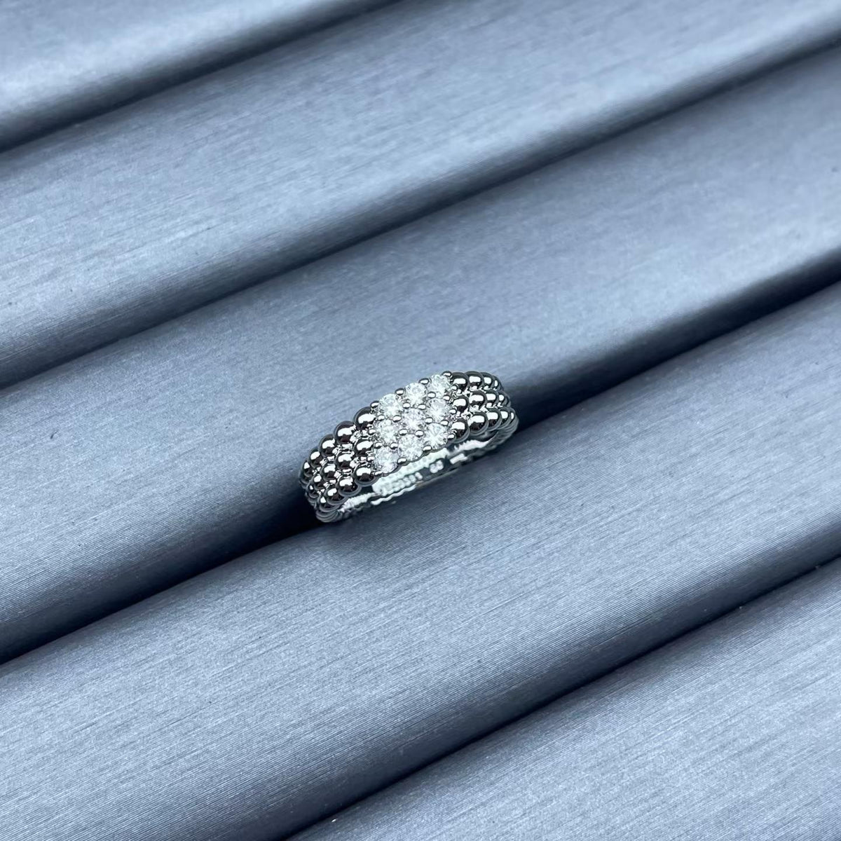 [Elara jewelsry]NARROW BEADED RING WITH DIAMONDS