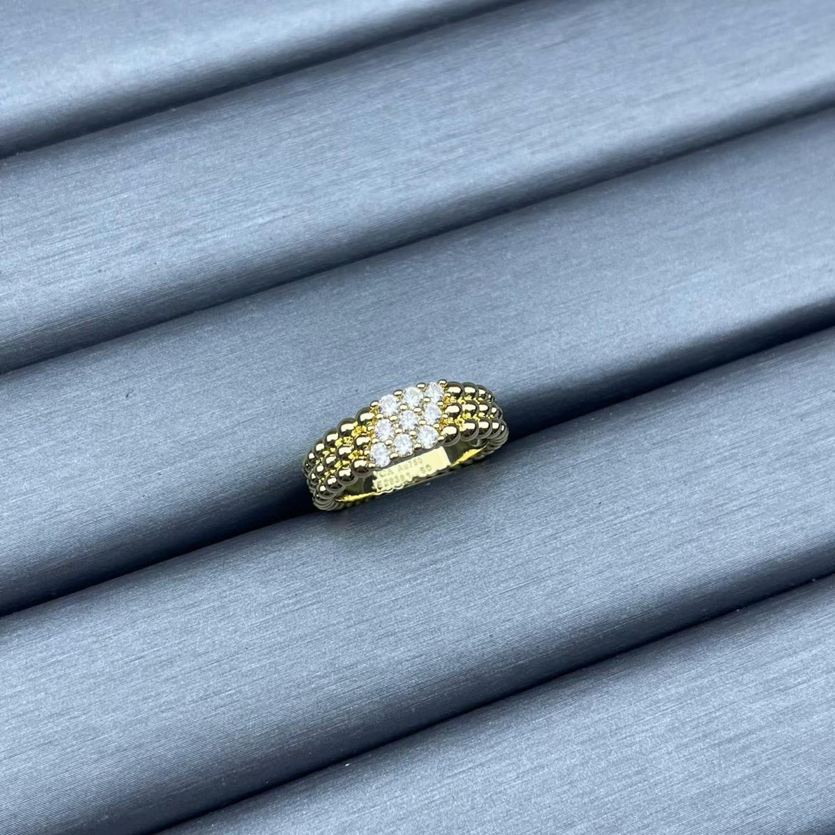 [Elara jewelsry]NARROW BEADED RING WITH DIAMONDS