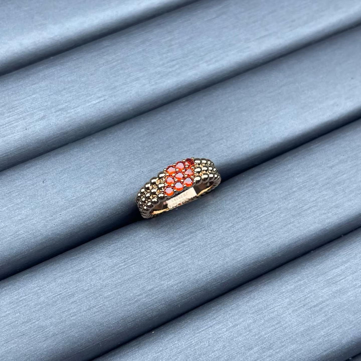 [Elara jewelsry]NARROW BEADED RING WITH DIAMONDS