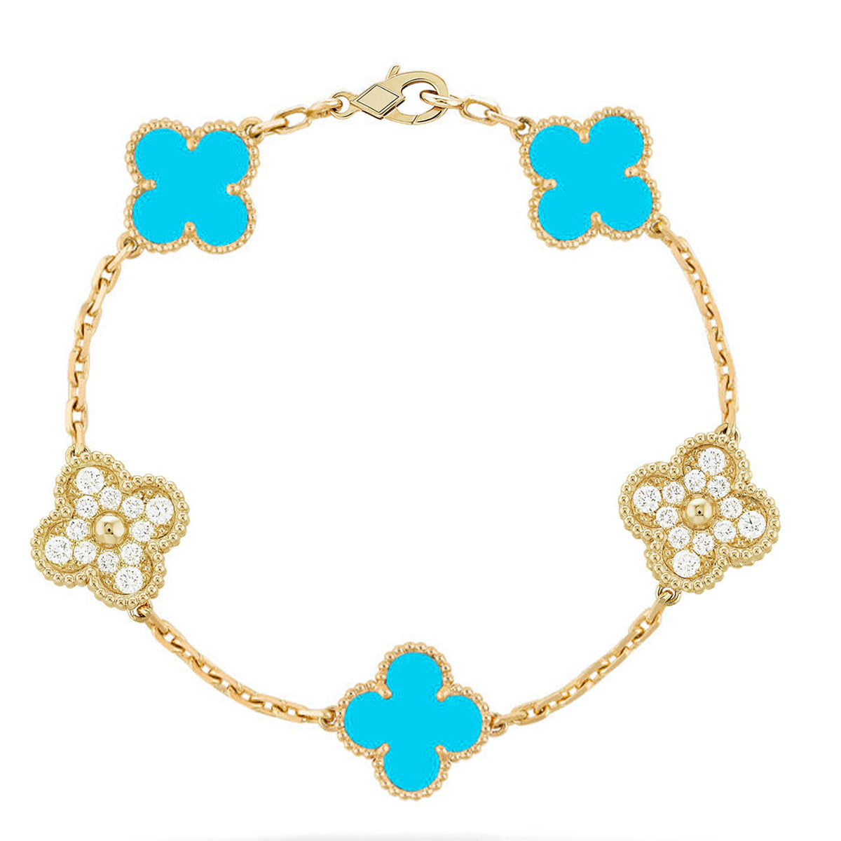 [Elara jewelsry ] CLOVER 5 MOTIF TURQUOISE BRACELET COLLECTION