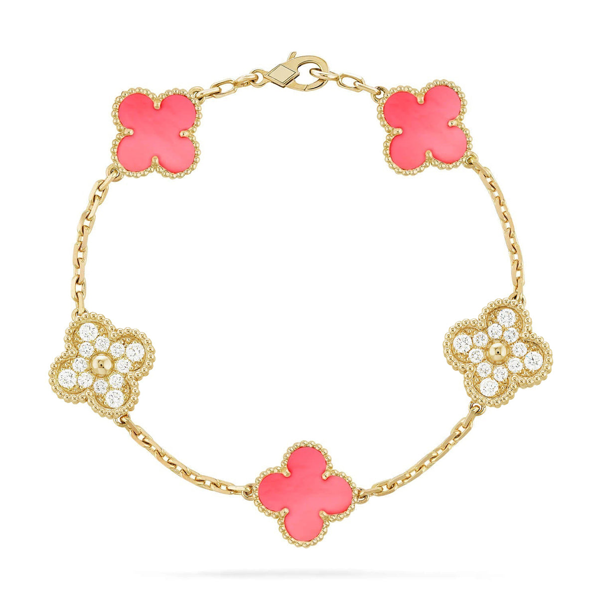 [Elara jewelsry ] CLOVER 5 MOTIFS  PINK MOP BRACELET COLLECTION