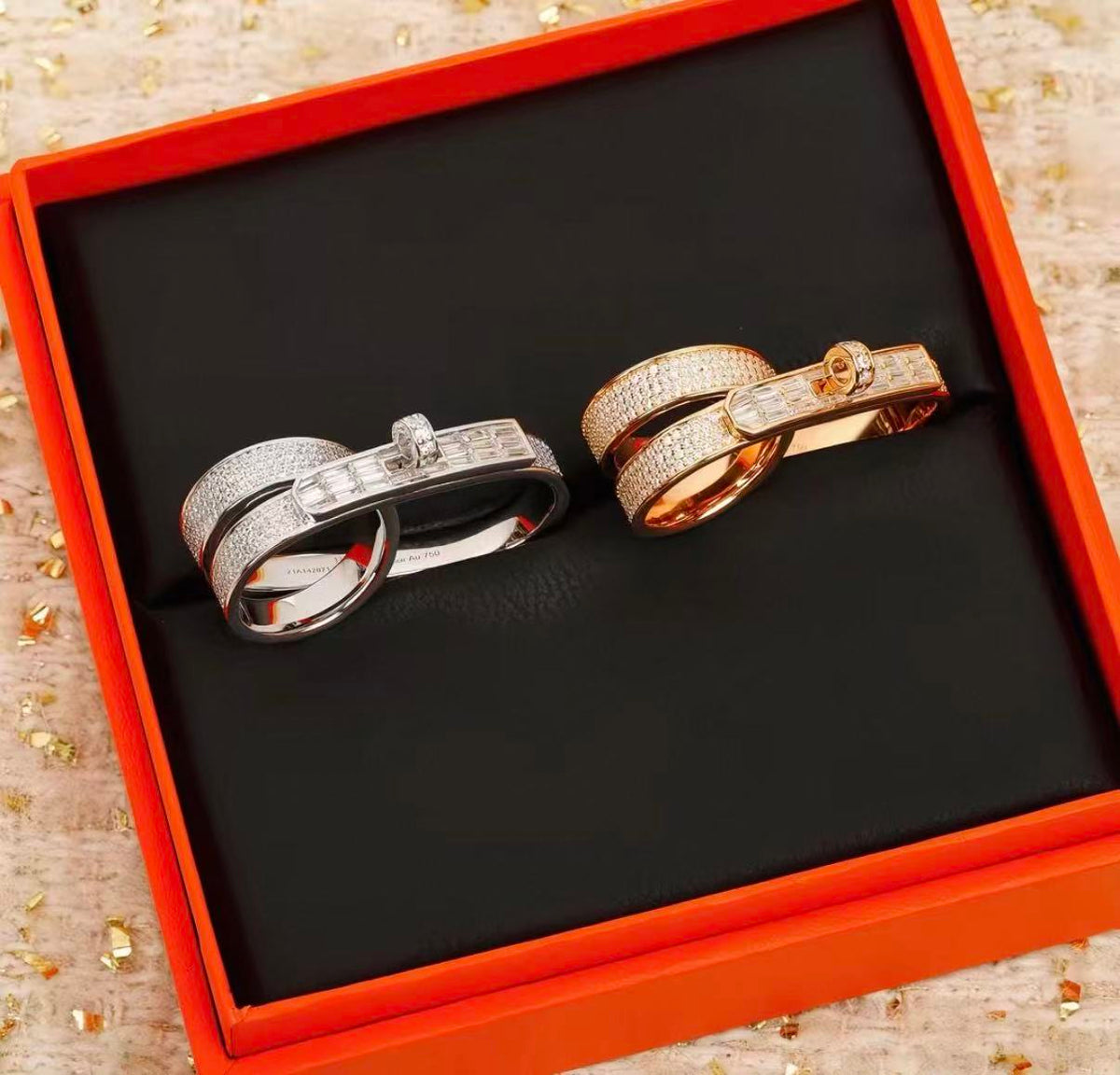 [Elara jewelsry]NEW STYLE FULL CIRCLE DOUBLE DIAMOND RING