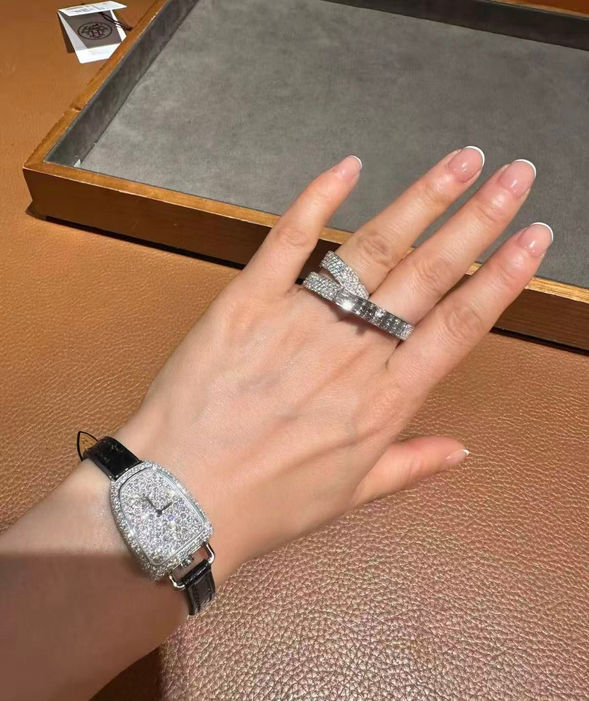 [Elara jewelsry]NEW STYLE FULL CIRCLE DOUBLE DIAMOND RING