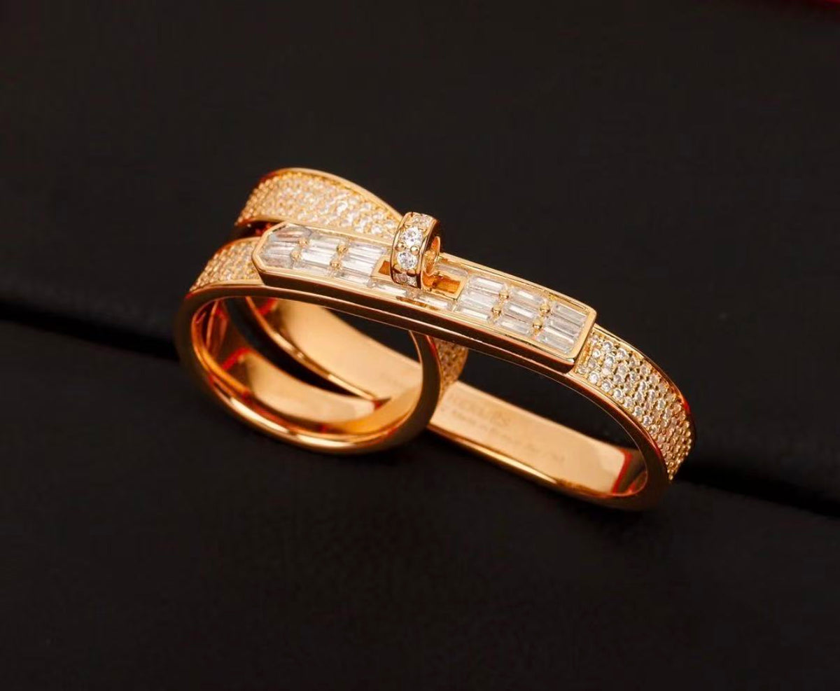 [Elara jewelsry]NEW STYLE FULL CIRCLE DOUBLE DIAMOND RING