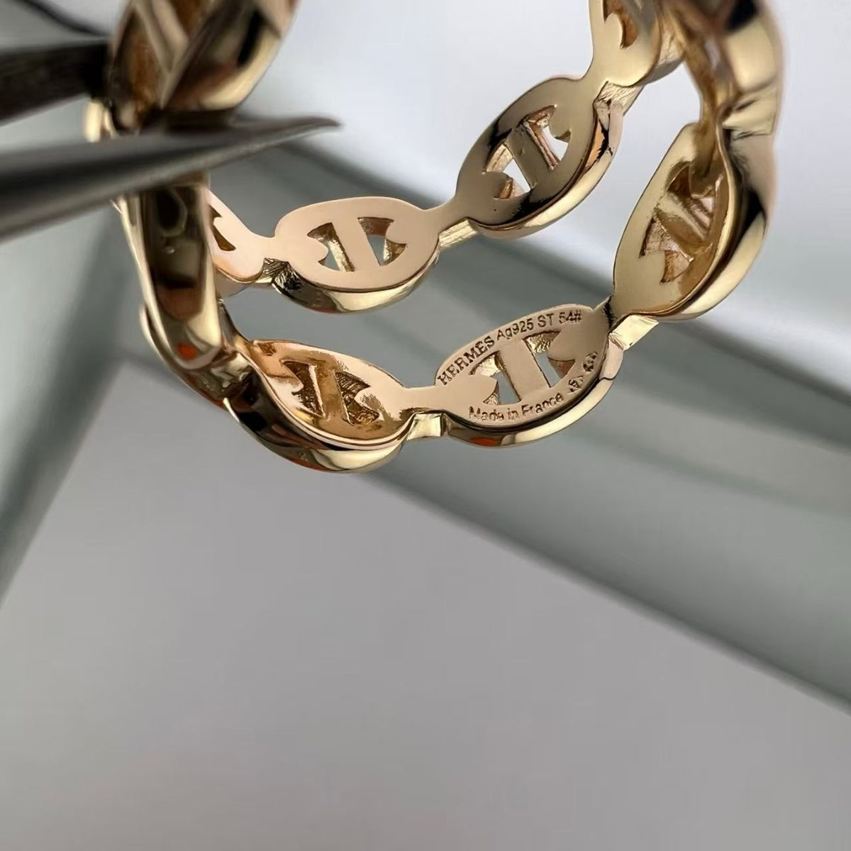 [Elara jewelsry]GLOSSY FINISH SQUARE COMBINATION DOUBLE-LAYER PIG NOSE RING