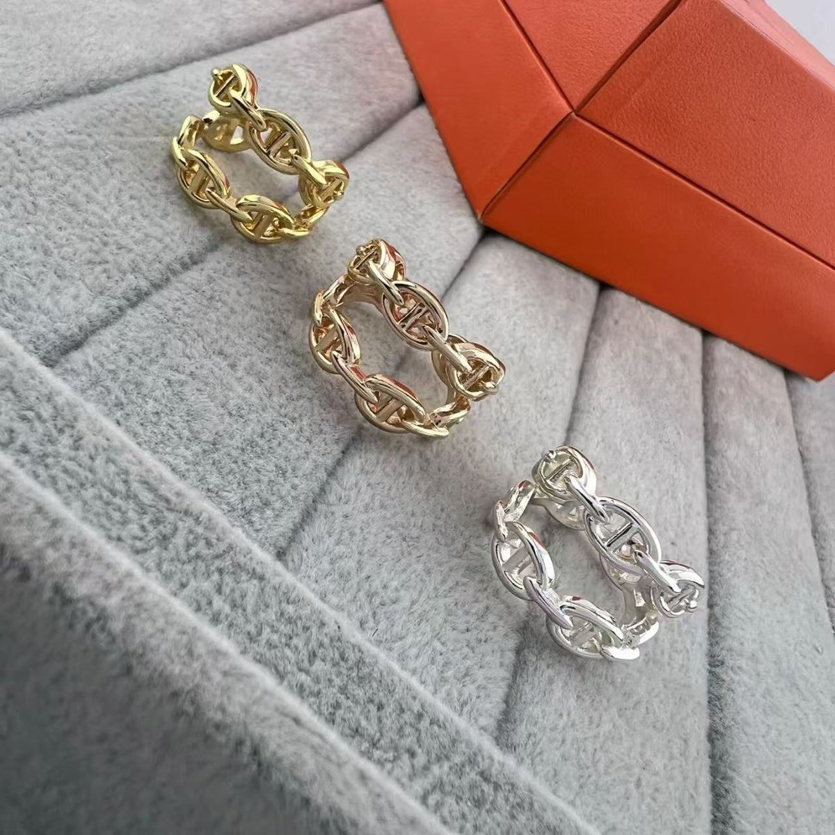 [Elara jewelsry]GLOSSY FINISH SQUARE COMBINATION DOUBLE-LAYER PIG NOSE RING