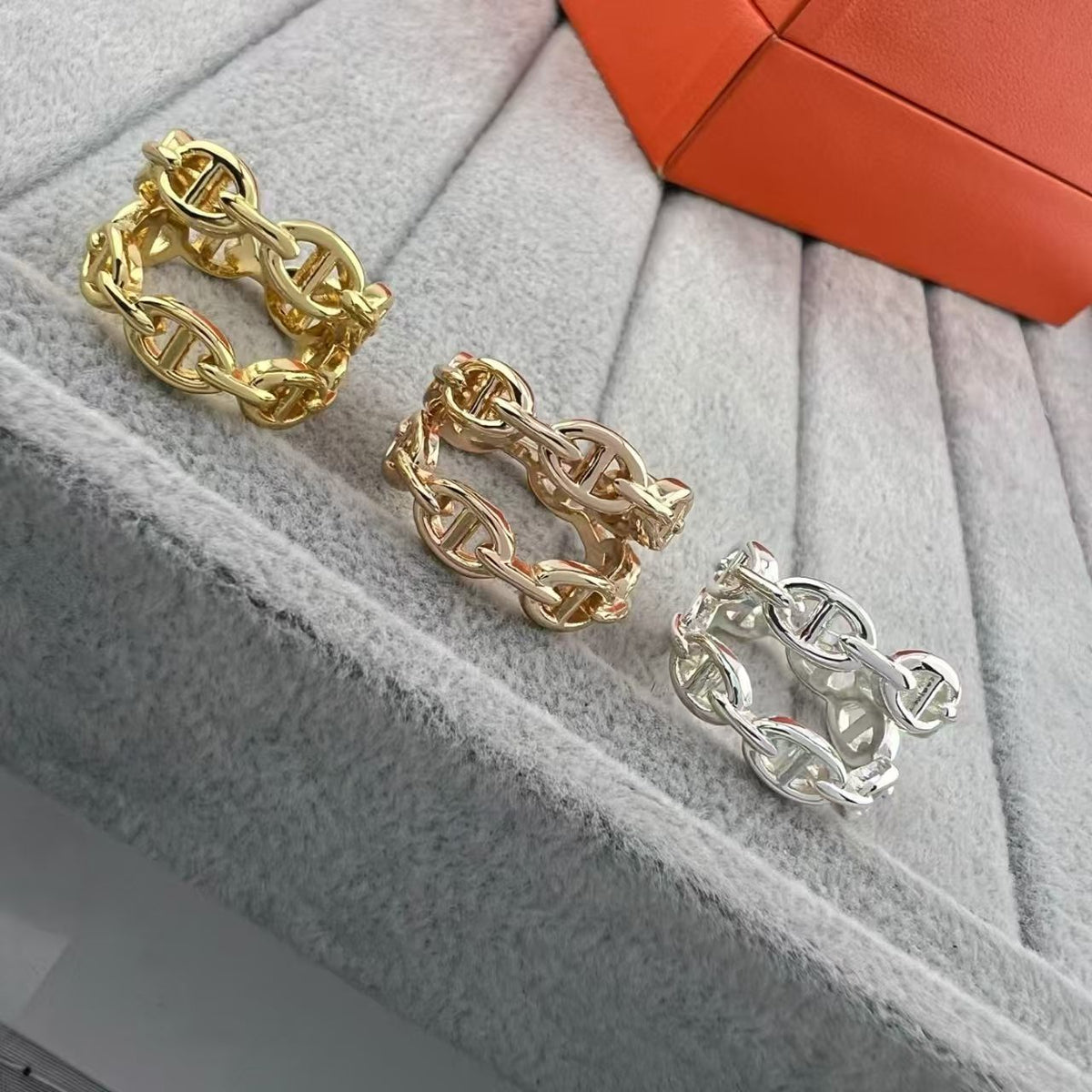 [Elara jewelsry]GLOSSY FINISH SQUARE COMBINATION DOUBLE-LAYER PIG NOSE RING