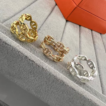 [Elara jewelsry]GLOSSY FINISH SQUARE COMBINATION DOUBLE-LAYER PIG NOSE RING