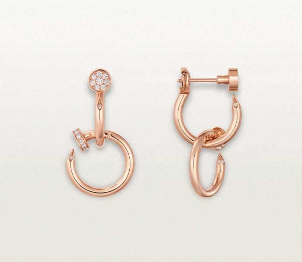 [Elara jewelsry]NAIL COLLECTION DIAMOND SET DOUBLE HOOP EARRINGS