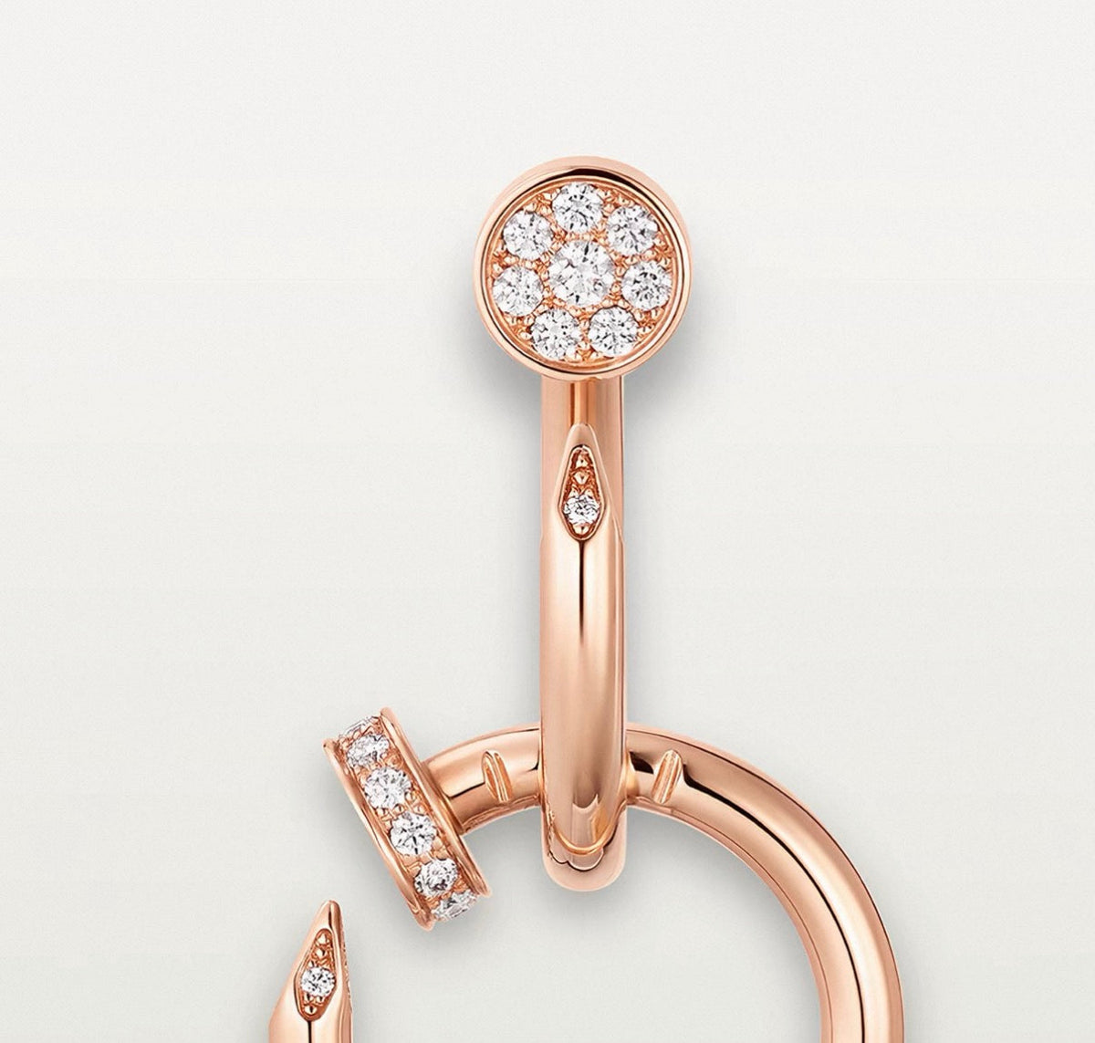[Elara jewelsry]NAIL COLLECTION DIAMOND SET DOUBLE HOOP EARRINGS
