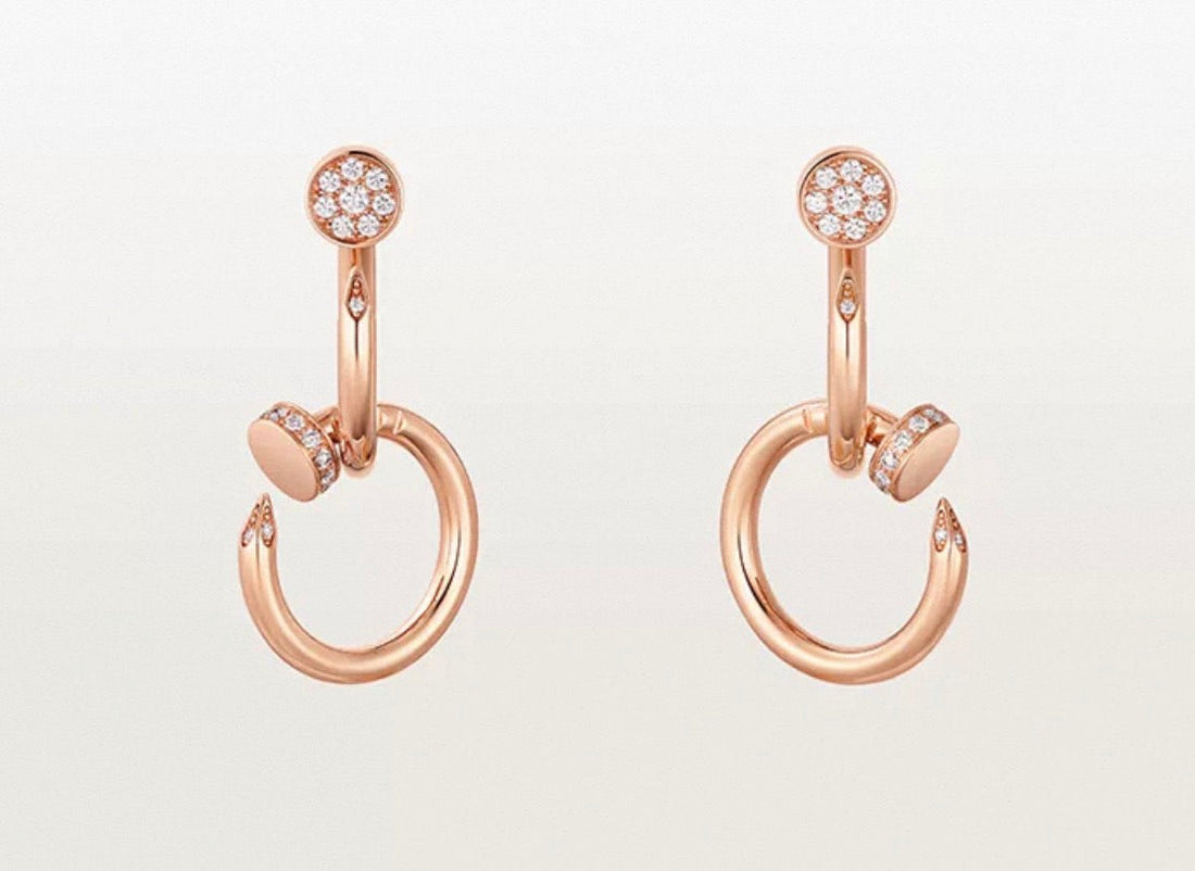 [Elara jewelsry]NAIL COLLECTION DIAMOND SET DOUBLE HOOP EARRINGS