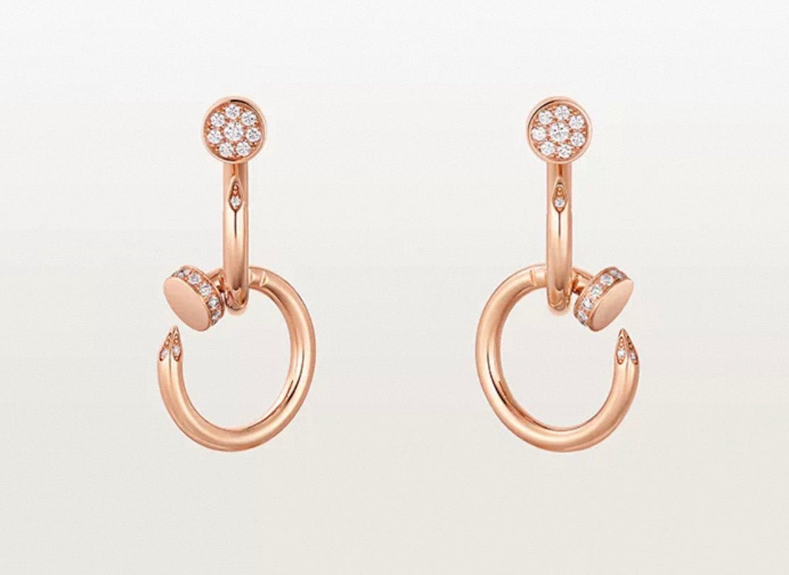 [Elara jewelsry]NAIL COLLECTION DIAMOND SET DOUBLE HOOP EARRINGS