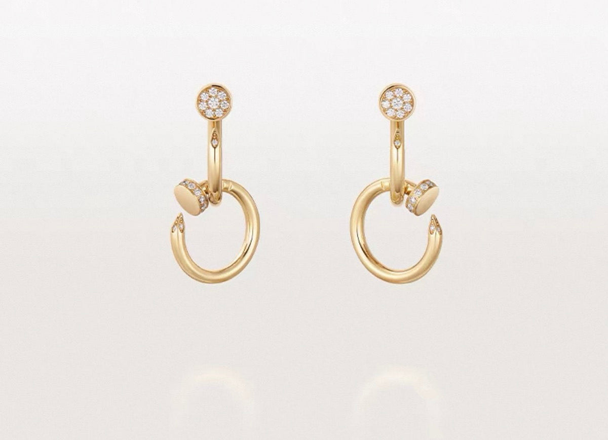 [Elara jewelsry]NAIL COLLECTION DIAMOND SET DOUBLE HOOP EARRINGS