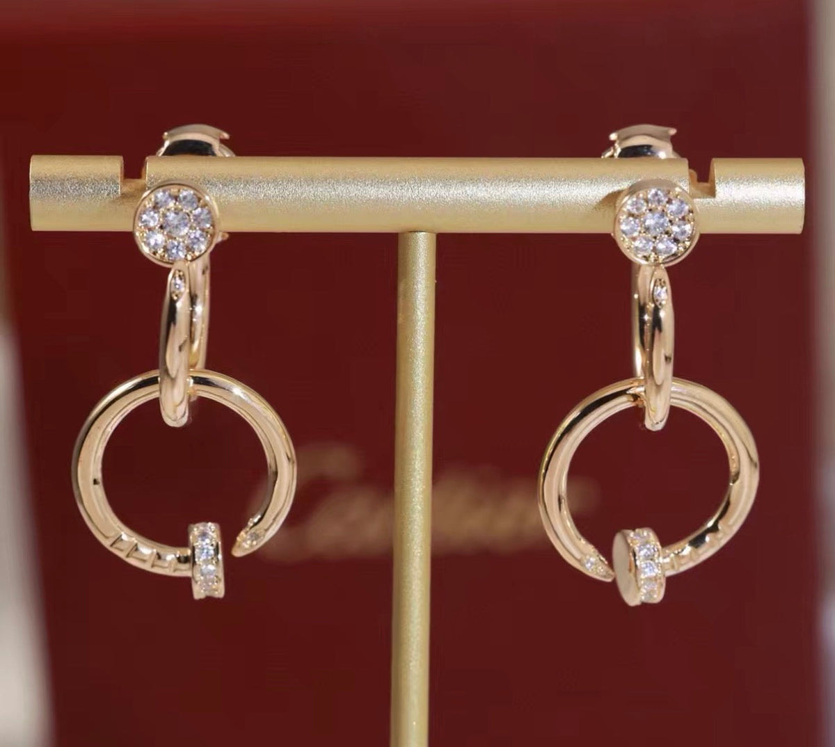 [Elara jewelsry]NAIL COLLECTION DIAMOND SET DOUBLE HOOP EARRINGS