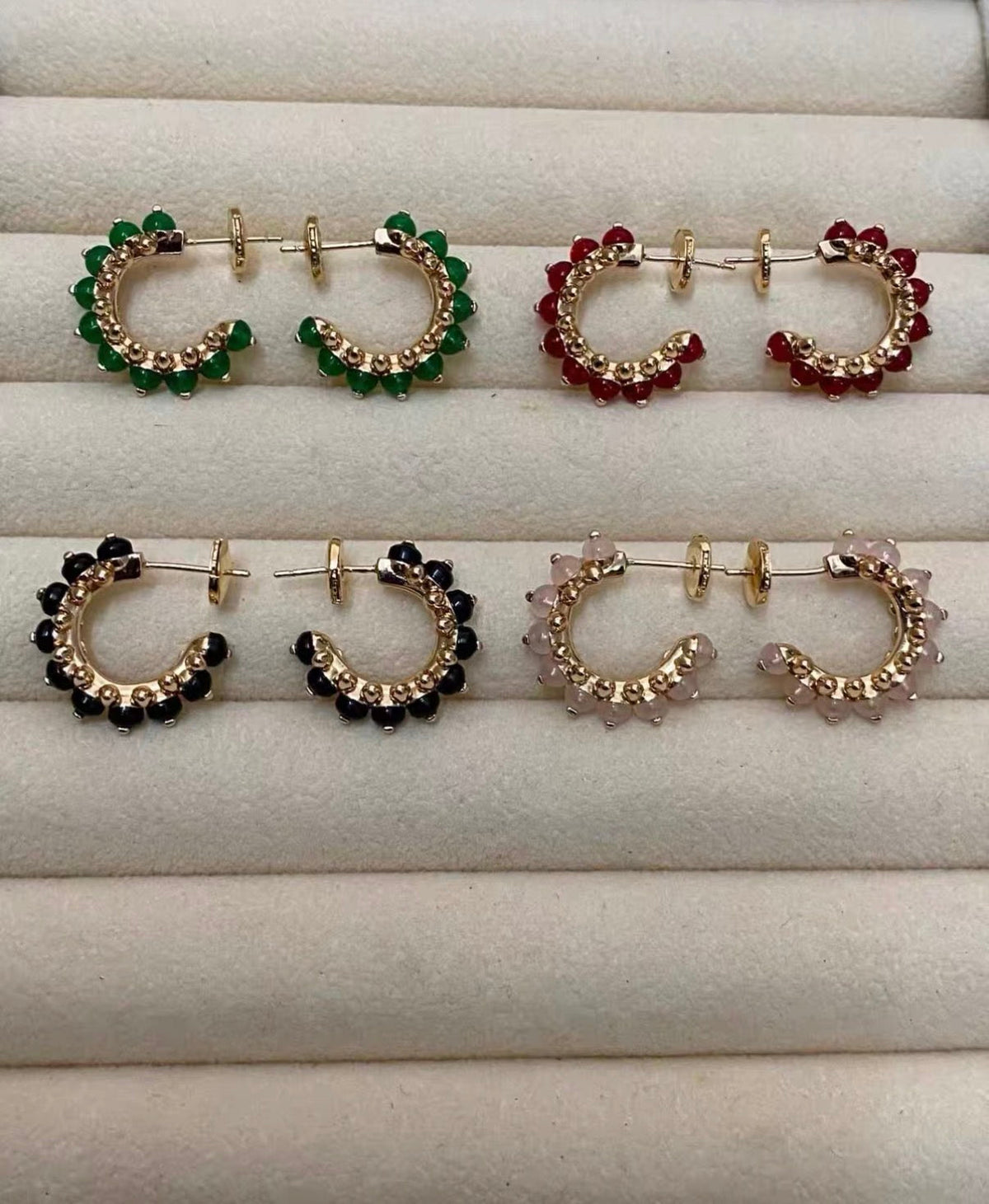 [Elara jewelsry]CLASH COLLECTION AGATE CHALCEDONY STUD EARRINGS