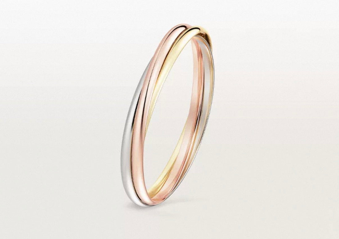 [Elara]TRINITY COLLECTION CLASSIC THREE-COLOUR GOLD TRIPLE BAND BANGLE
