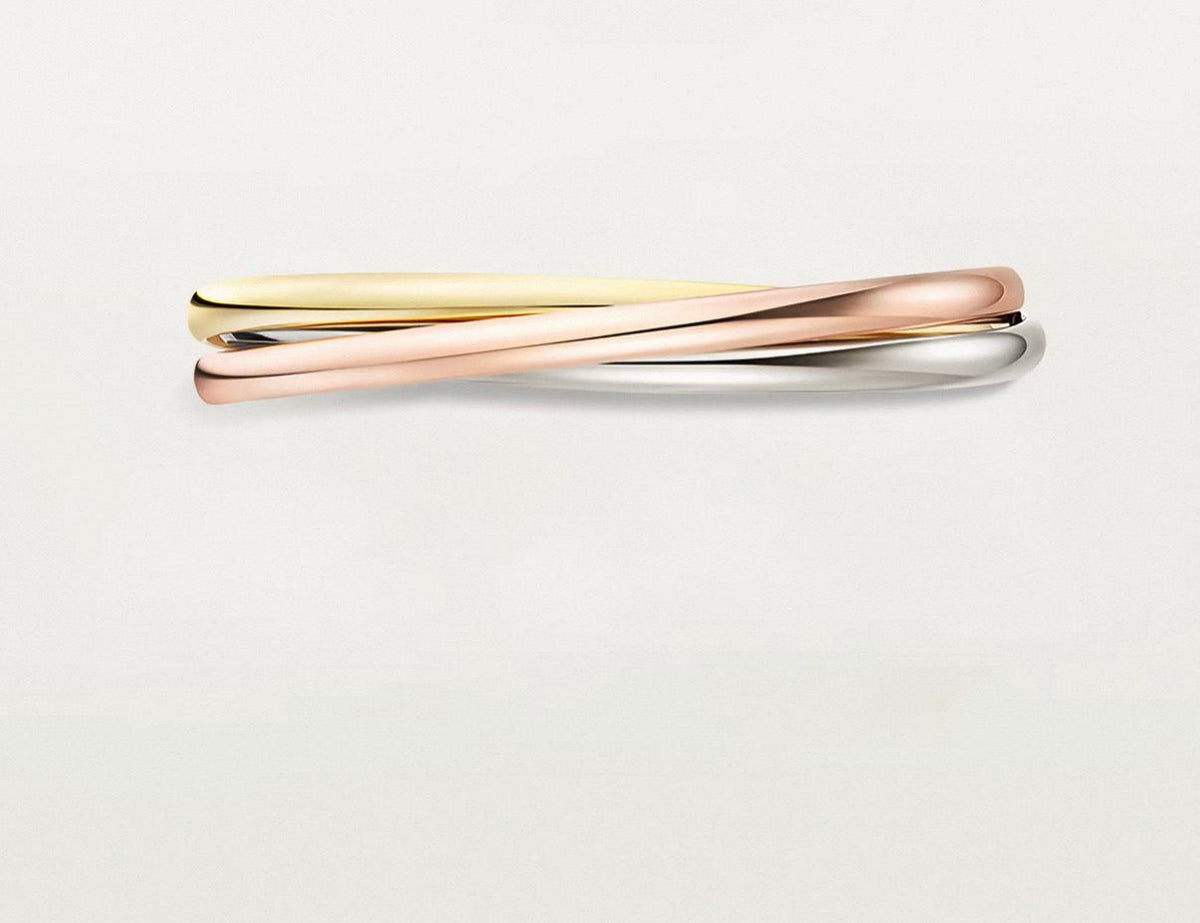 [Elara]TRINITY COLLECTION CLASSIC THREE-COLOUR GOLD TRIPLE BAND BANGLE