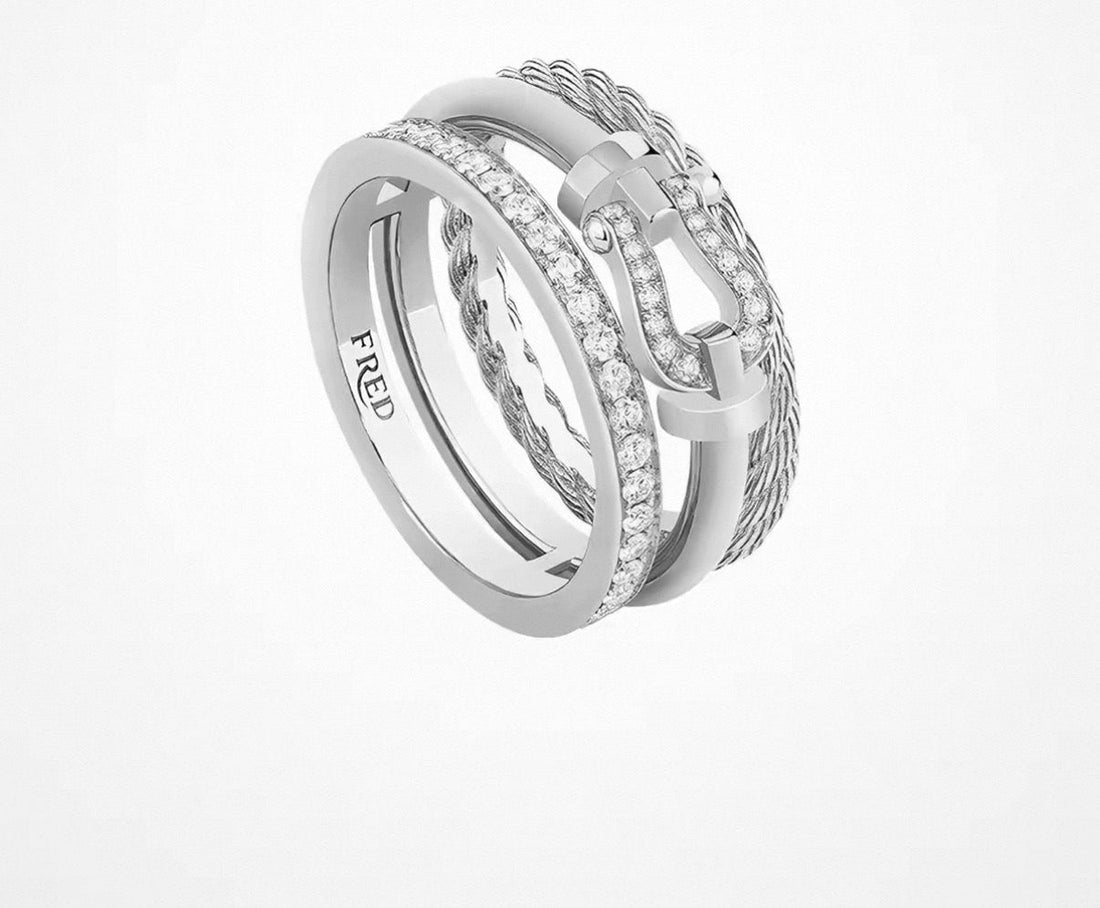 [Elara jewelsry]FORCE 10 RISE SERIES LARGE-SIZED 18K GOLD HALF-SET DIAMOND RING