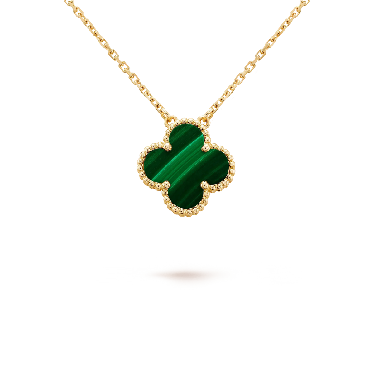 [Elara jewelsry ]CLOVER 15MM MALACHITE SINGLE FLOWER  NECKLACE