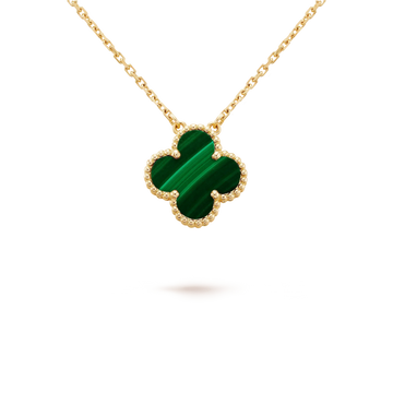 [Elara jewelsry ]CLOVER 15MM MALACHITE SINGLE FLOWER  NECKLACE