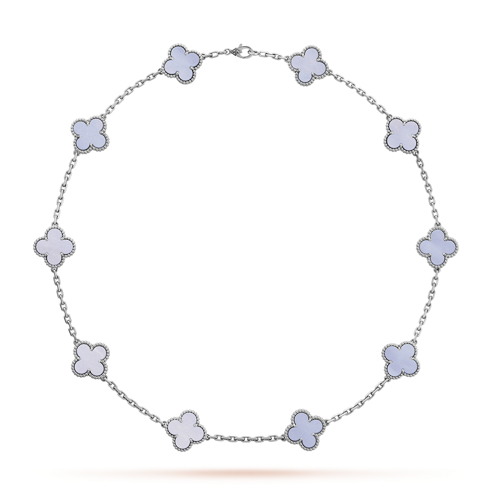 [Elara jewelsry ]CLOVER 10 MOTIFS BLUE CHALCEDONY NECKLACE