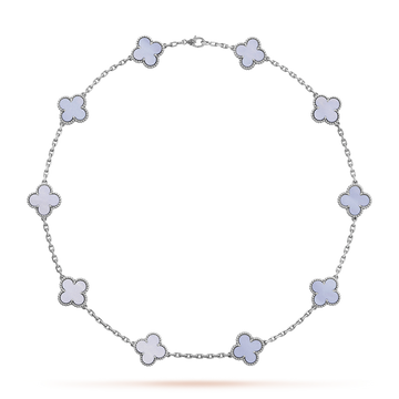 [Elara jewelsry ]CLOVER 10 MOTIFS BLUE CHALCEDONY NECKLACE
