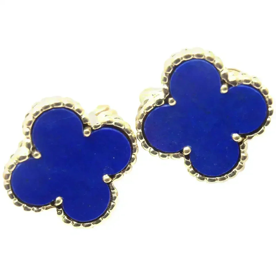 [Elara jewelsry ]CLOVER MINI 9.5MM BLUE AGATE EARRINGS