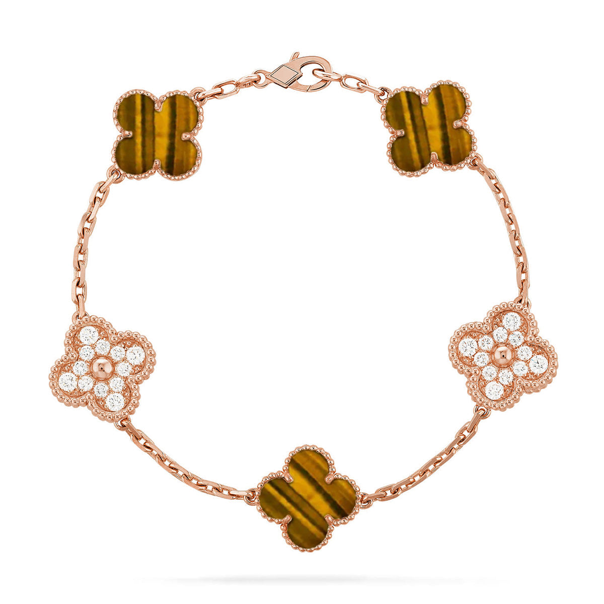 [Elara jewelsry ] CLOVER 5 MOTIFS TIGER EYE BRACELET COLLECTION