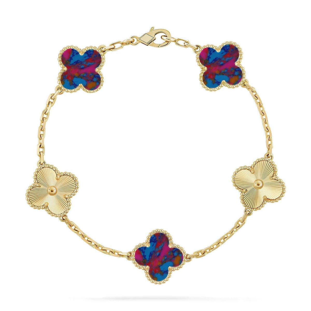 [Elara jewelsry ]CLOVER 5 MOTIF COLOR GEMSTONES BRACELET COLLECTION
