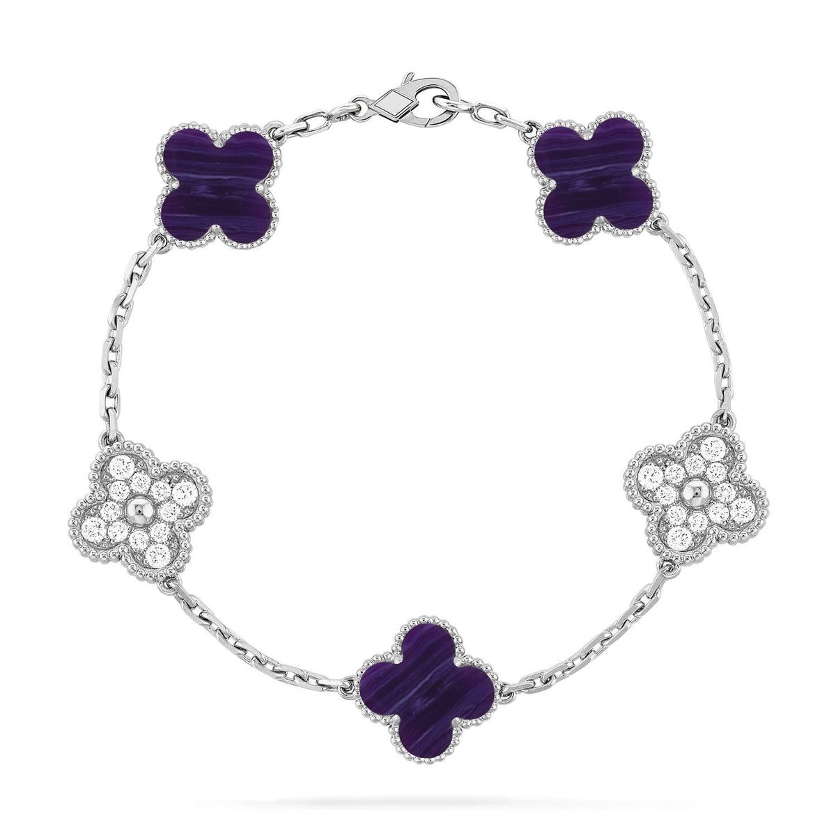[Elara jewelsry ]CLOVER 5 MOTIF PURPLE STRIPES BRACELET COLLECTION