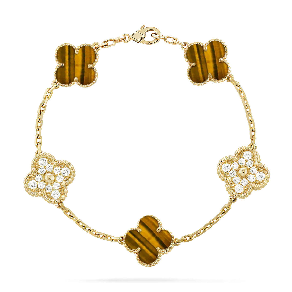 [Elara jewelsry ] CLOVER 5 MOTIFS TIGER EYE BRACELET COLLECTION