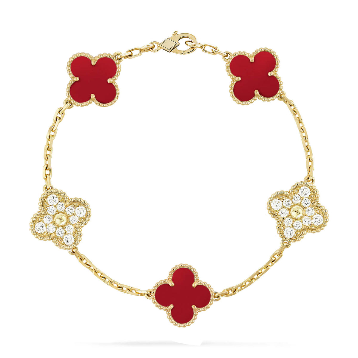 [Elara jewelsry ] CLOVER 5 MOTIF RED CORNELIAN BRACELET COLLECTION
