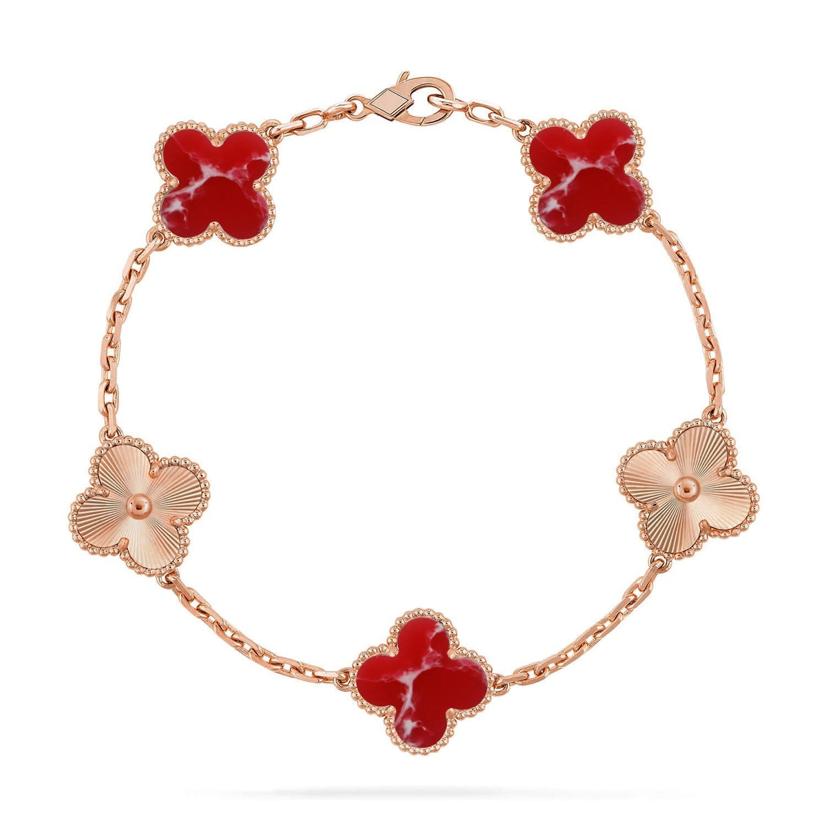 [Elara jewelsry ]CLOVER 5 MOTIF RED PATTERN BRACELET COLLECTION