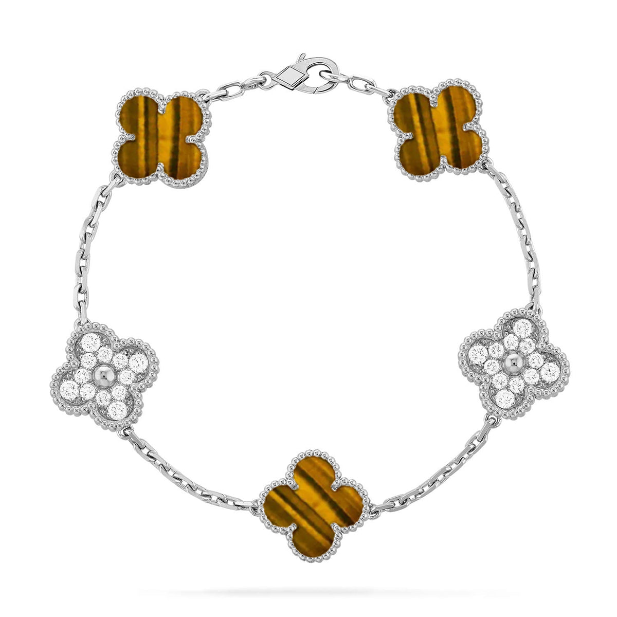 [Elara jewelsry ] CLOVER 5 MOTIFS TIGER EYE BRACELET COLLECTION