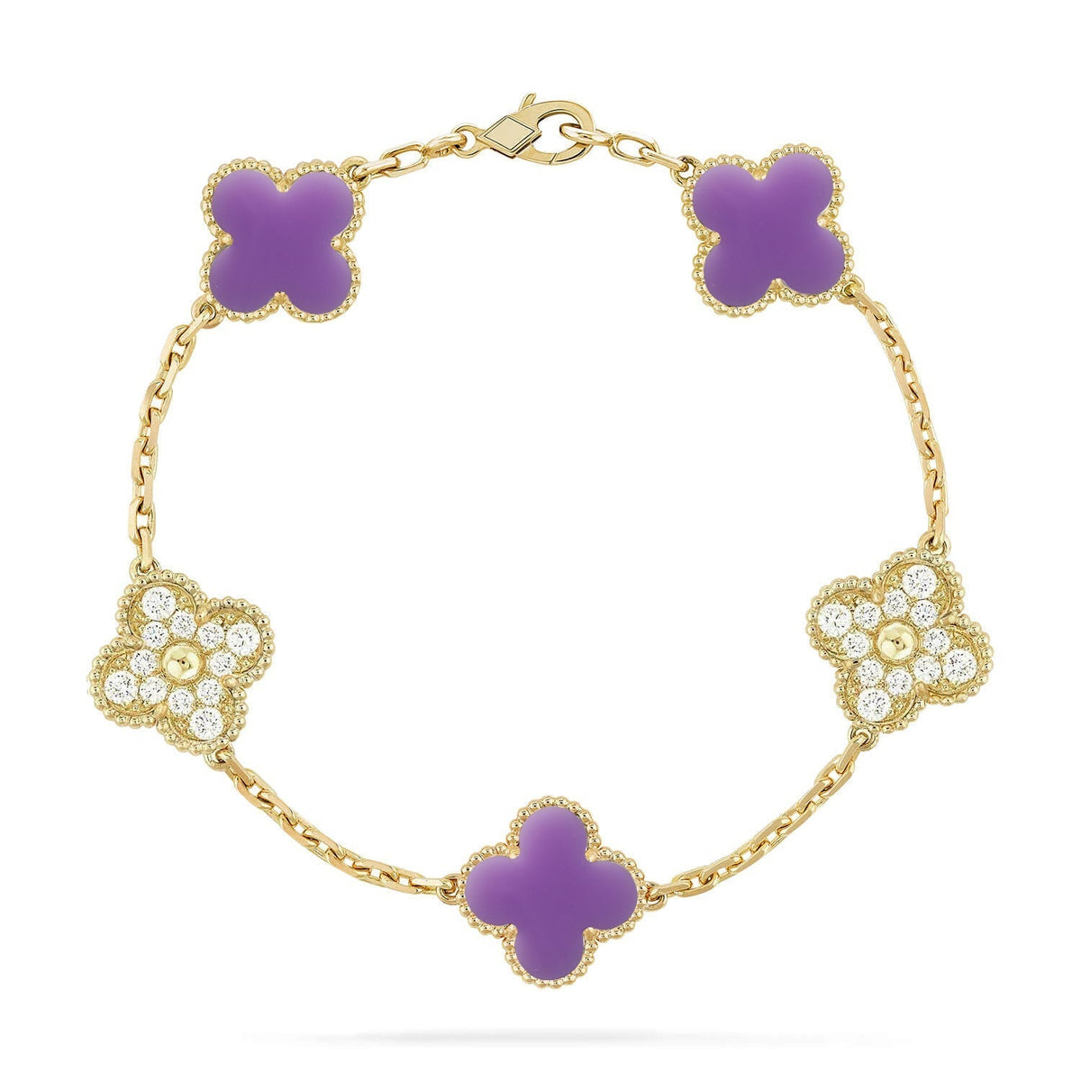 [Elara jewelsry ]CLOVER 5 MOTIF LIGHT PURPLE BRACELET COLLECTION