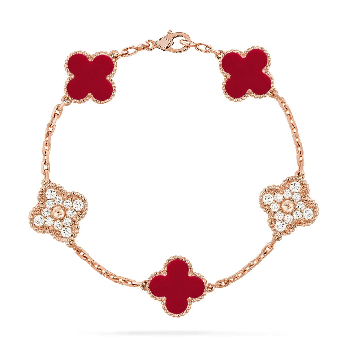 [Elara jewelsry ] CLOVER 5 MOTIF RED CORNELIAN BRACELET COLLECTION