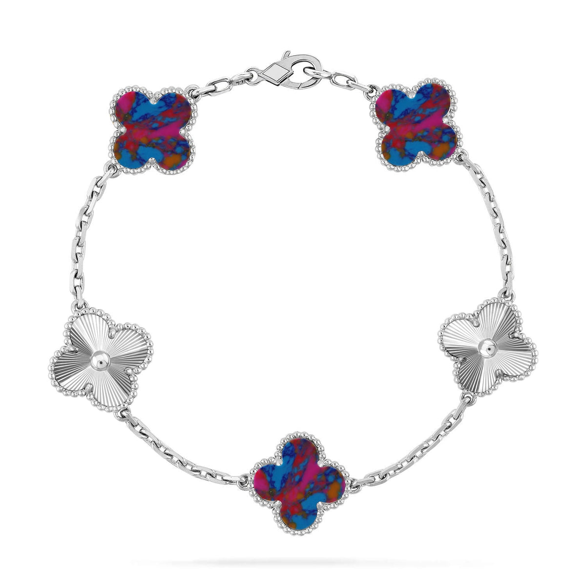 [Elara jewelsry ]CLOVER 5 MOTIF COLOR GEMSTONES BRACELET COLLECTION