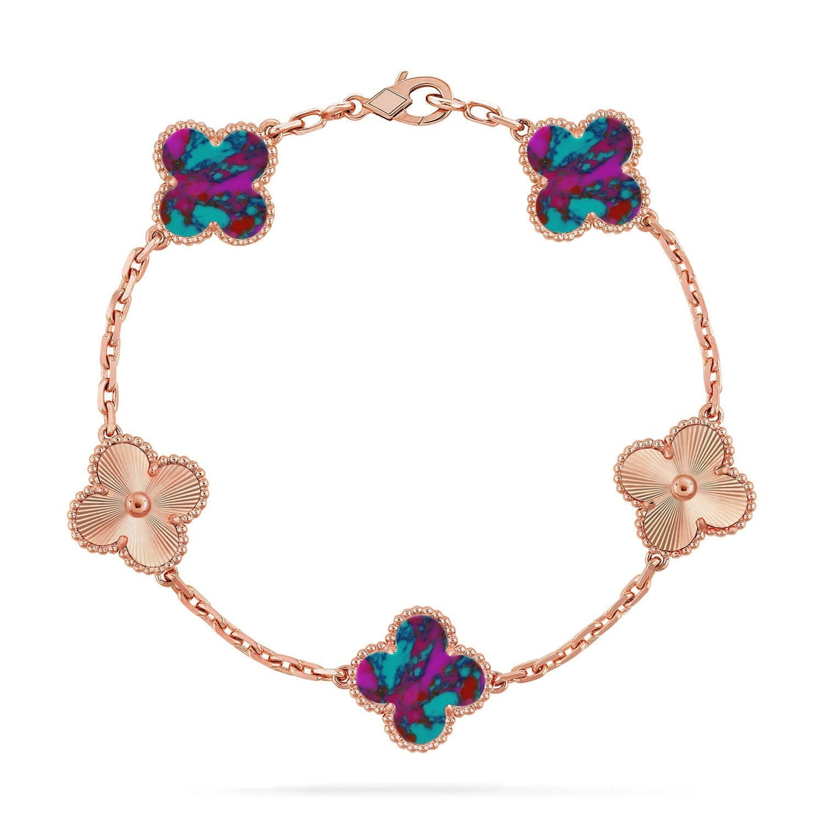 [Elara jewelsry ]CLOVER 5 MOTIF COLOR GEMSTONES BRACELET COLLECTION