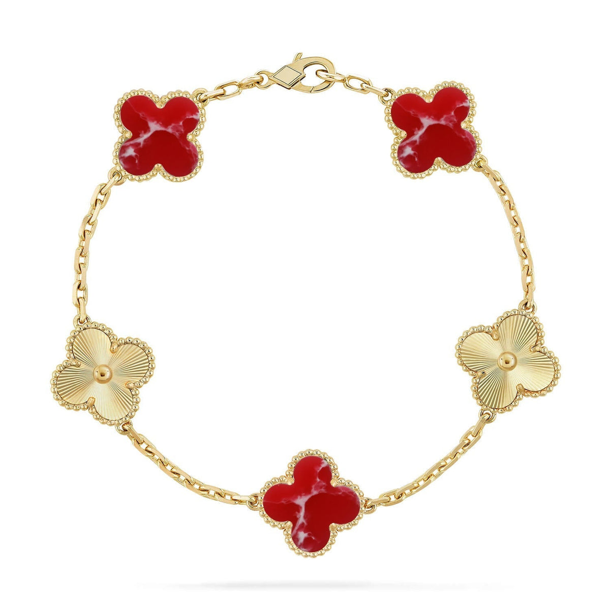 [Elara jewelsry ]CLOVER 5 MOTIF RED PATTERN BRACELET COLLECTION